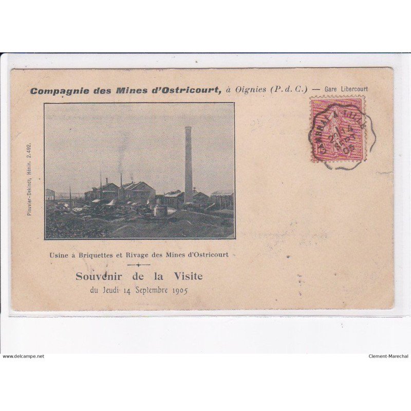 OIGNIES: compagnie des mines d'ostricourt, gare libercourt, usine à briquettes  - état