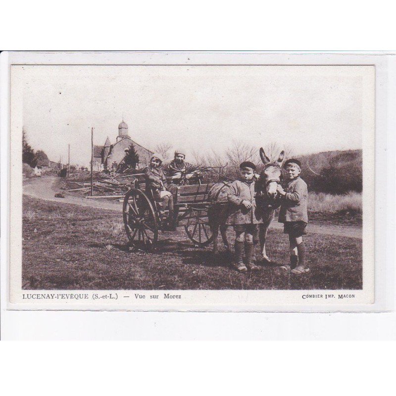 LUCENAY-L'EVEQUE: vue sur morez, attelage âne - très bon état