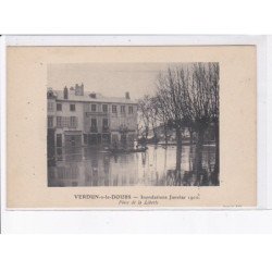 VERDUN-sur-le-DOUBS: inondation janvier 1910, place de la liberté - très bon état