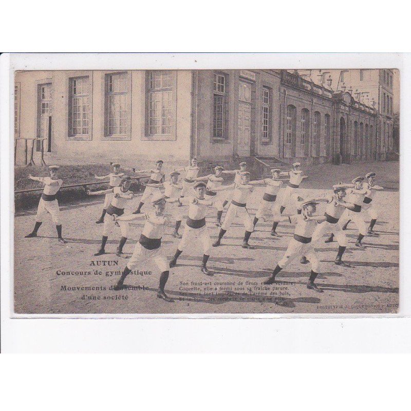 AUTUN: concours de gymnastique, mouvement d'ensemble d'une société - très bon état
