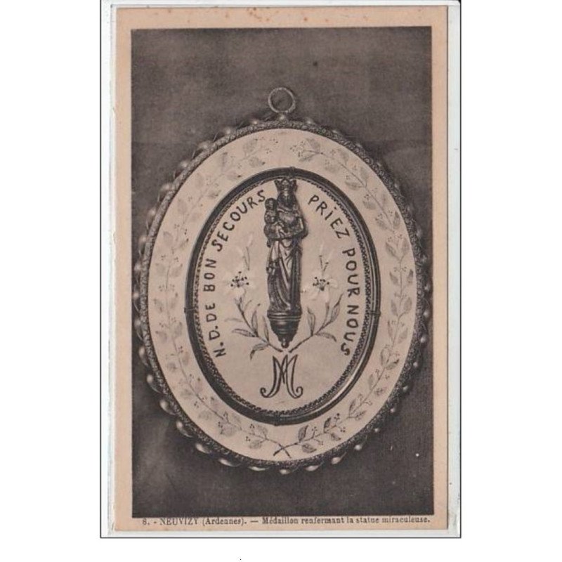 NEUVIZY : médaillon renfermant la statue miraculeuse - très bon état