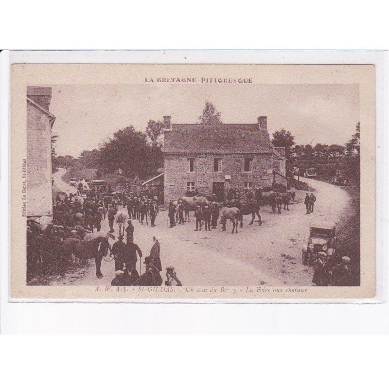 SAINT-GILDAS: un coin du bourg, la foire aux chevaux - état