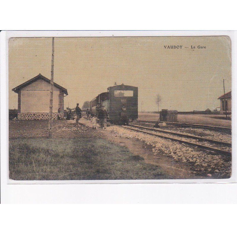VAUDOY: la gare, train - état (décollée)
