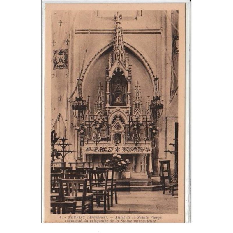 NEUVIZY : autel de la Ste Vierge surmonté du reliquaire de la Statue Miraculeuse - très bon état
