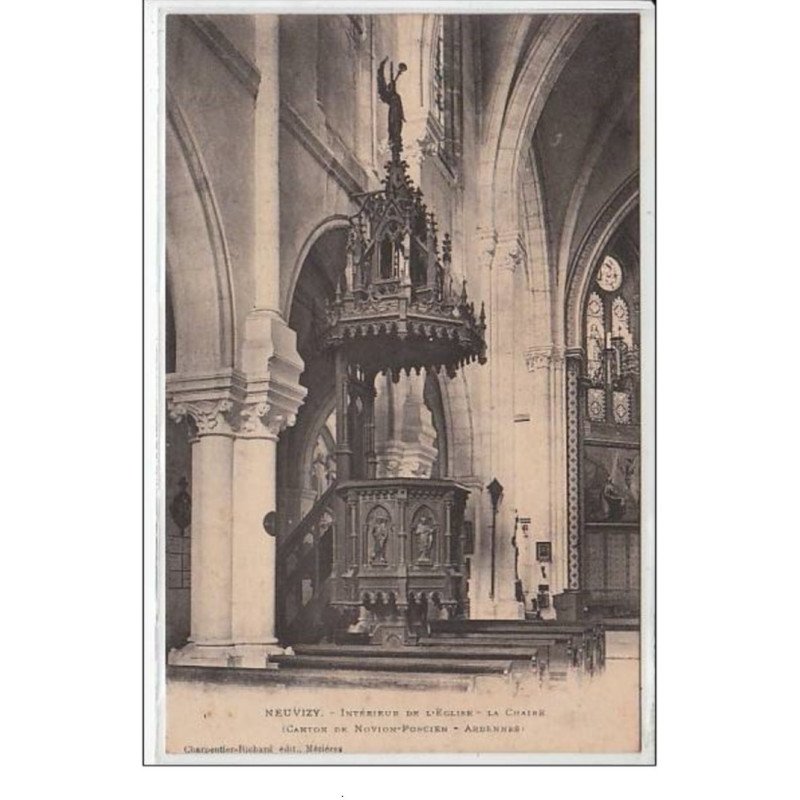 NEUVIZY : intérieur de l'église - la chaire - très bon état
