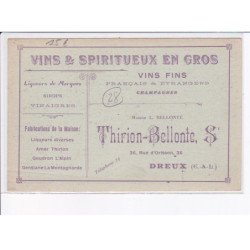 DREUX: souvenir du mont-les-vignes, octobre 1915, vins et spiritueux en gros L. Bellonte thirion-bellont - très bon état