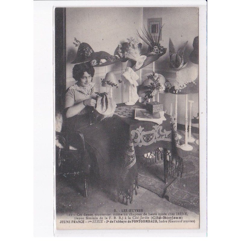 FONGOMBAUD: les oeuvres, femme artisane faisant des chapeaux - très bon état
