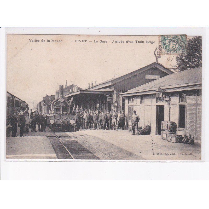 GIVEt: la gare, arrivée d'un train belge, train - très bon état