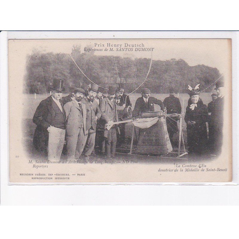 LONGCHAMPS: prix henry deutsch expériences de M. Santos dumont, aviation - très bon état