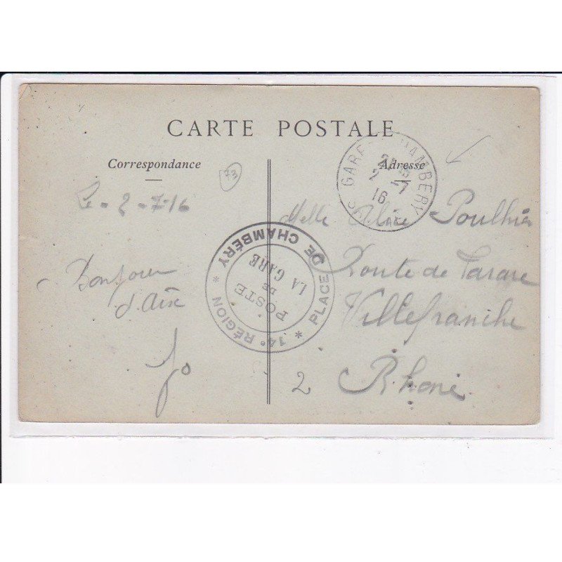 CACHET: 14e région, poste de la gare, place de chambery - très bon état