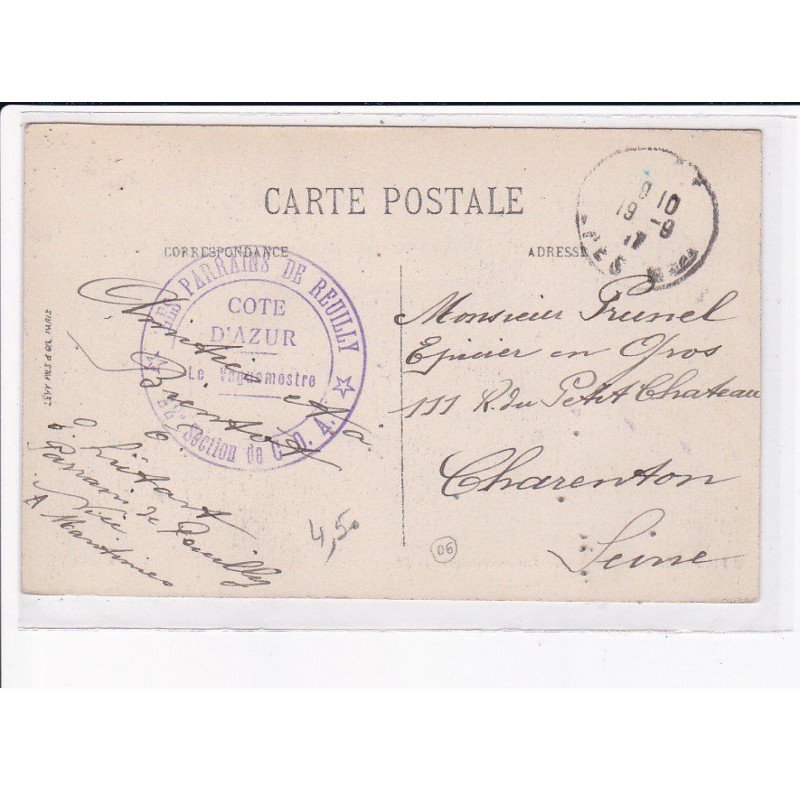 CACHET: les parrains de reuilly, cote d'azur, le vaguemestre, 22e section de C.O.A. - très bon état