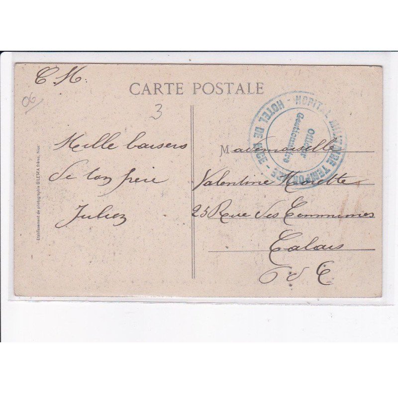 CACHET: hôpital militaire temporaire, hôtel de nice - très bon état