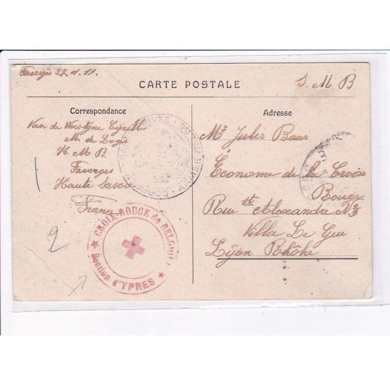 CACHET: croix-rouge de belgique, section d'ypres - très bon état