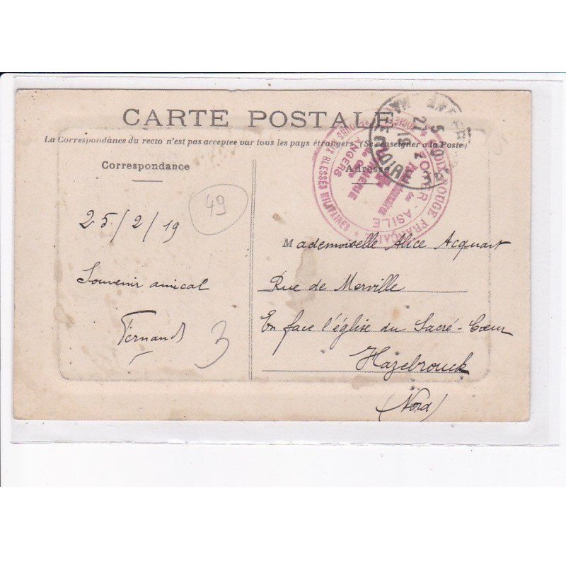 CACHET: croix-rouge française, foyer asile, blessés militaires - très bon état