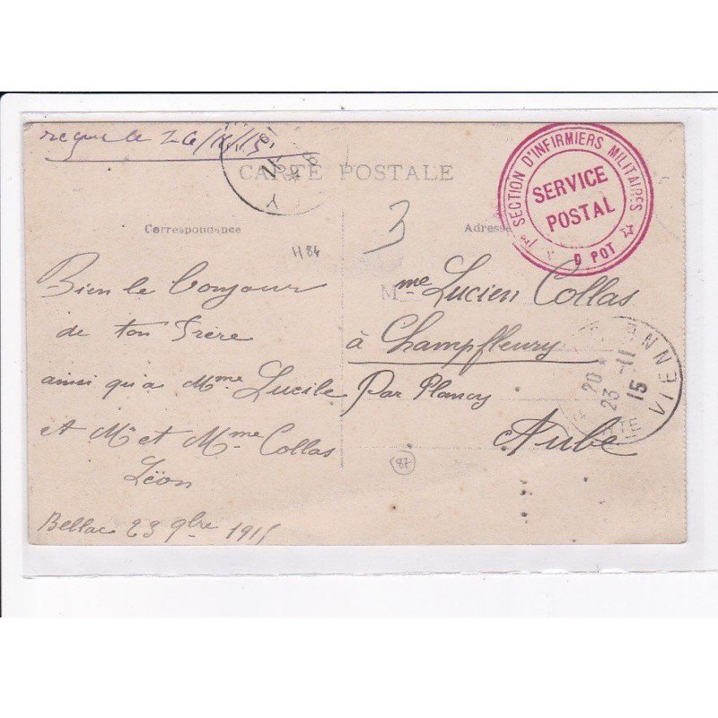 CACHET: section d'infirmiers militants, service postal - très bon état