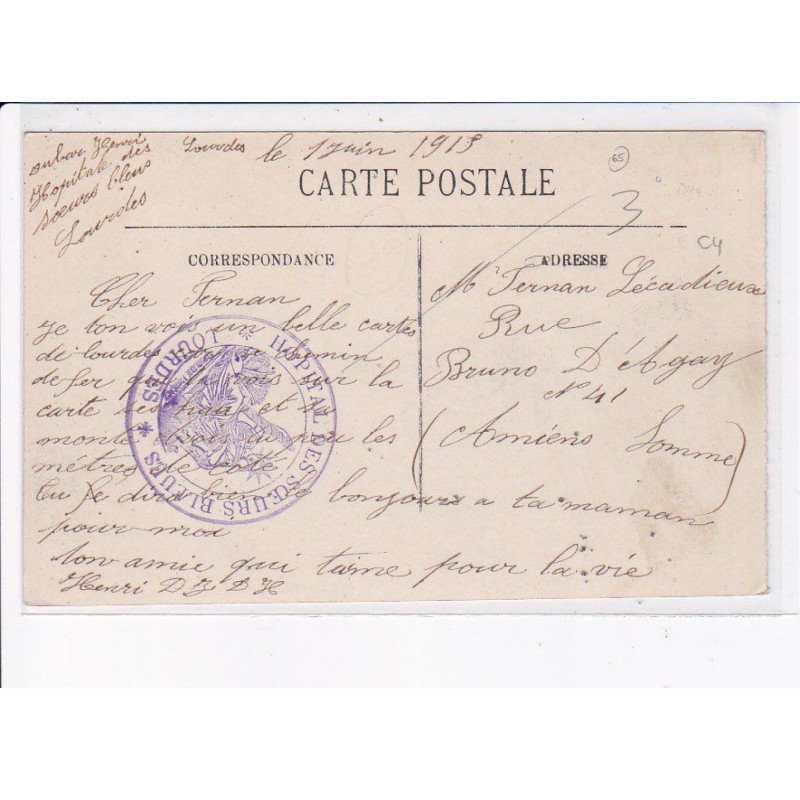 CACHET: hôpital des soeurs bleues, lourdes - très bon état