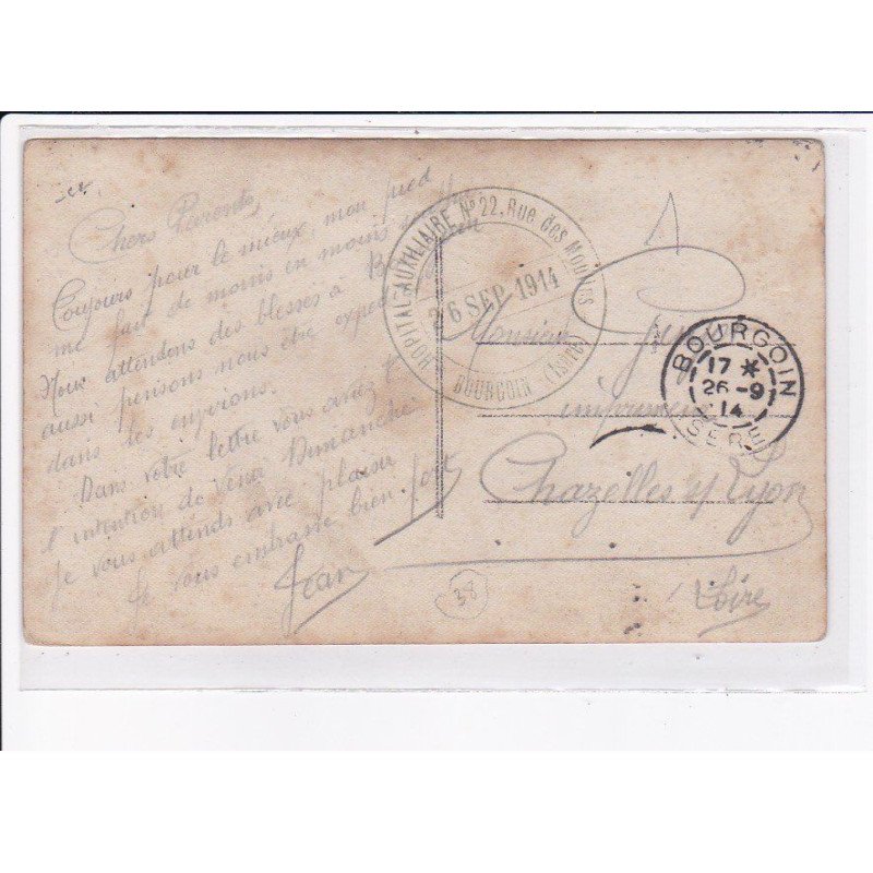 CACHET: hôpital auxiliaire n°22 rue des moulins, 26 septembre 1914 - très bon état