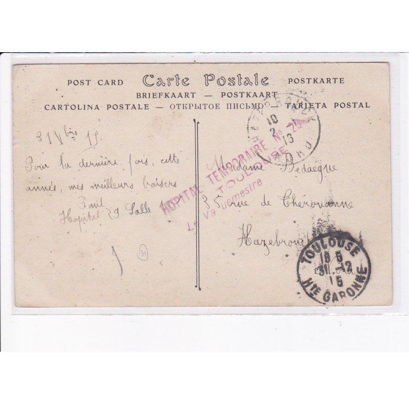 CACHET: hôpital temporaire n°20, le vaguemestre - très bon état