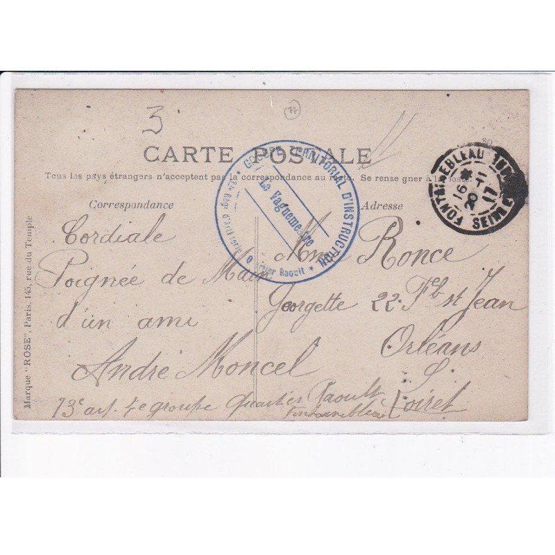 CACHET: territorial d'instruction, le vaguemestre - très bon état