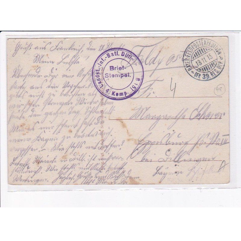 CACHET: brief stempel, 4 kemp landst-inf - très bon état