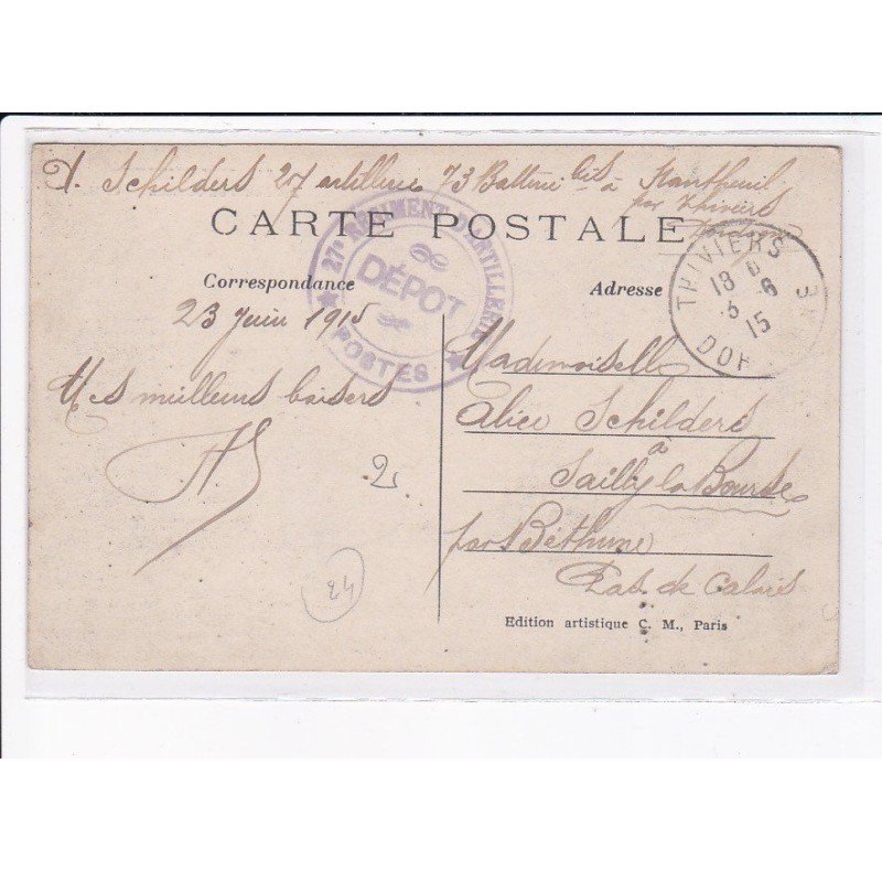 CACHET: 27e régiment artillerie - très bon état