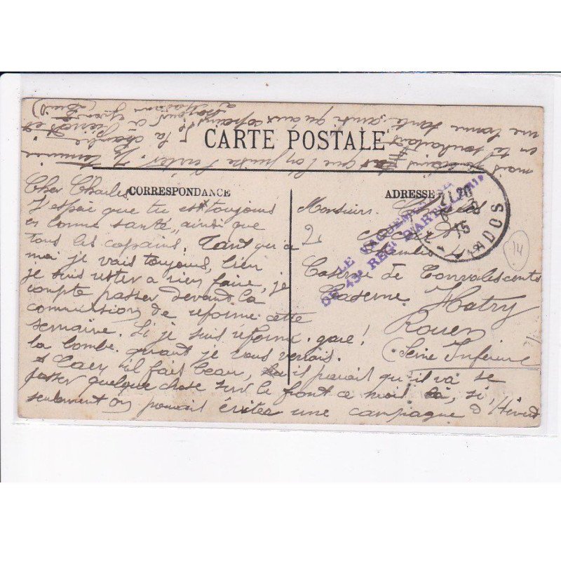 CACHET: le vaguemestre du 43e régiment d'artillerie - très bon état