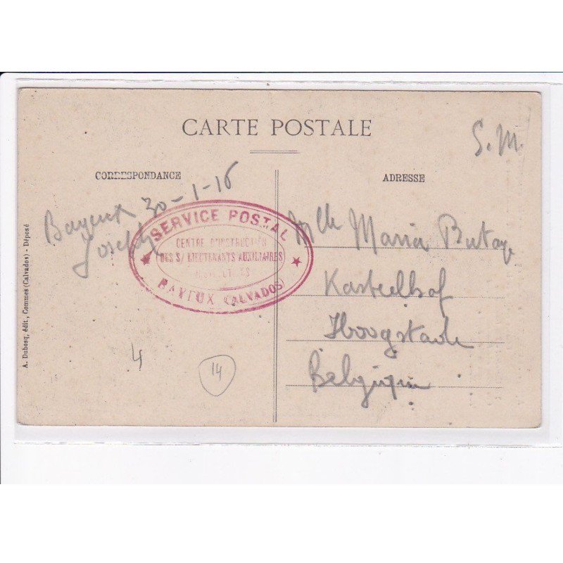 CACHET: service postal, centre d'instruction des lieutenants auxiliaires - très bon état