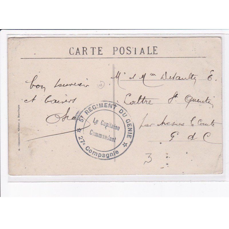 CACHET: 5e régiment du génie, 27e compagnie, le capitaine commandant - très bon état