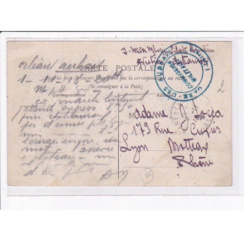 CACHET: gare des aubrais, commission militaire - très bon état