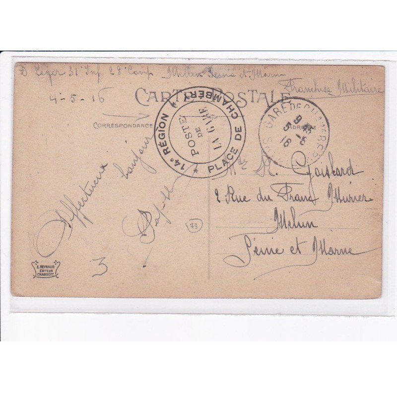 CACHET: 14e région, place de chambery - très bon état
