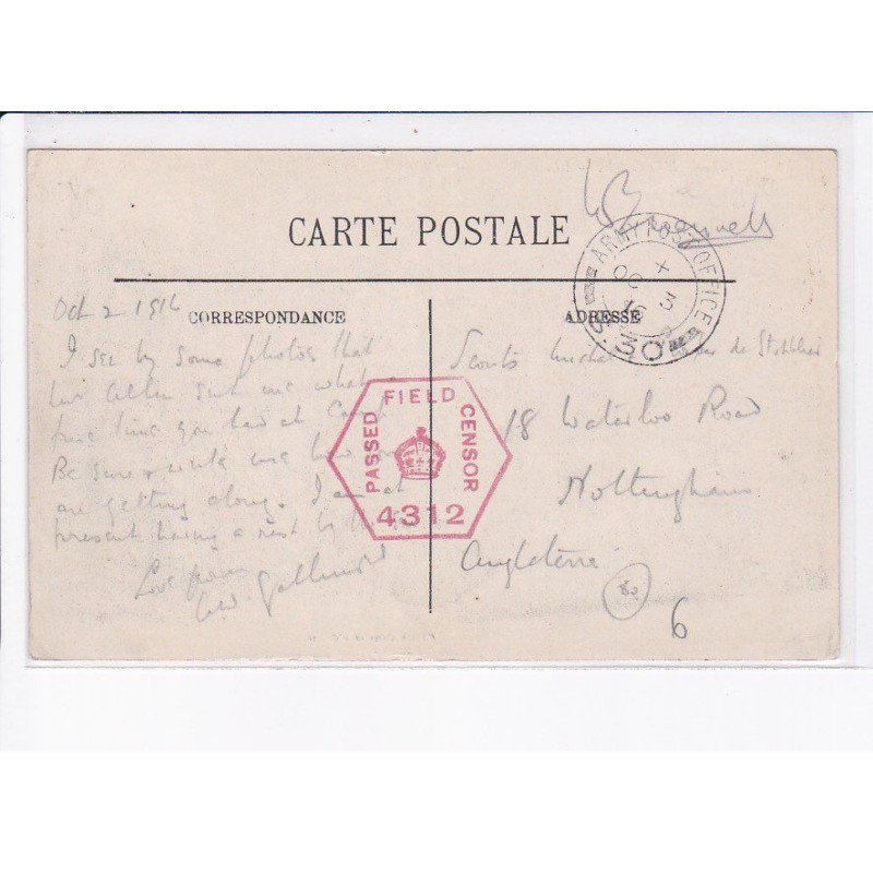 CACHET: passed field censor 4312 - très bon état