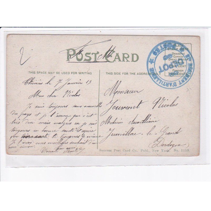 CACHET: 87e régiment d'artillerie, dépôt - très bon état