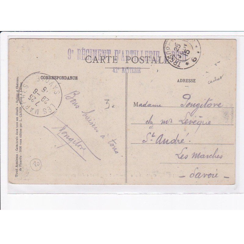 CACHET: 9e régiment d'artillerie, 42e batterie - très bon état