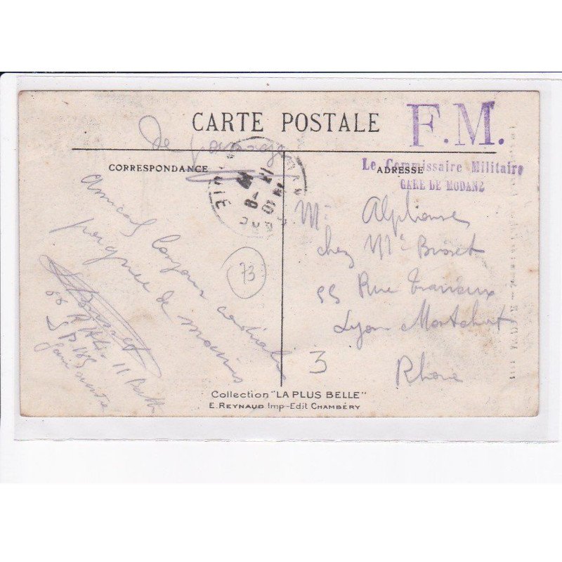 CACHET: le commissaire militaire, gare de modane, F.M. - très bon état