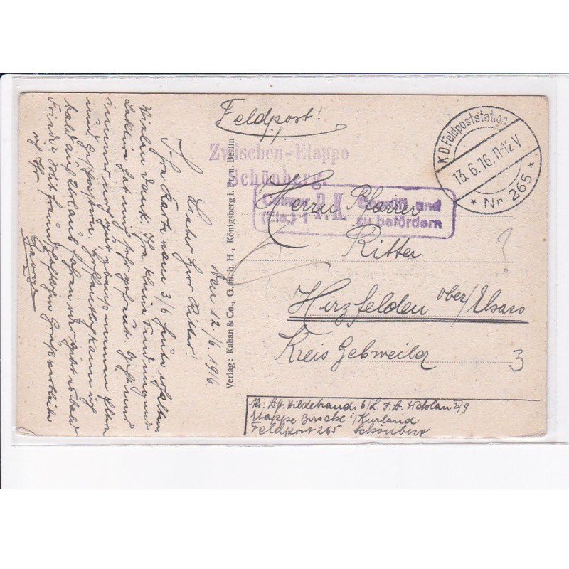 CACHET: zwischen-etappe schöenberg colmar P.K. - très bon état