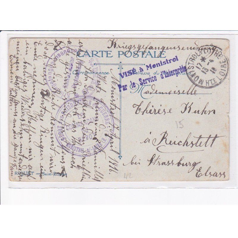 CACHET: visé à monistrol par le service d'interprète - très bon état