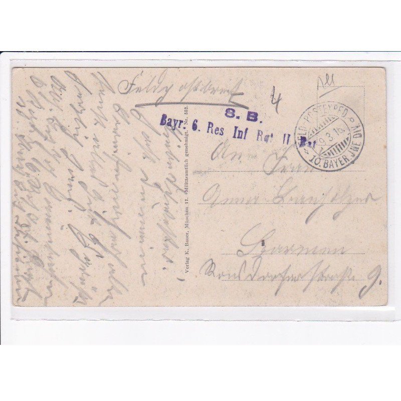 CACHET: S.B. bayr 6. res inf. - très bon état