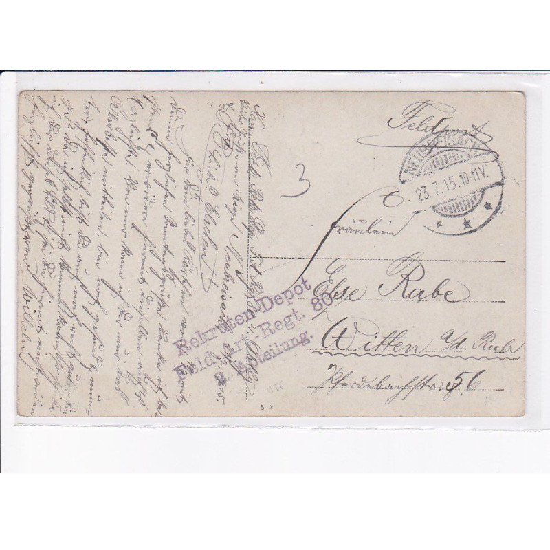 CACHET: rekruten-depot feld art. regt. 2 apteilung - très bon état