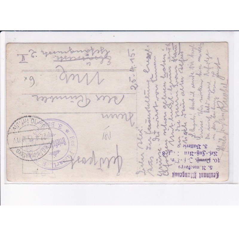 CACHET: leutnant mungenult, 5. niectorps, 3. batterie - très bon état