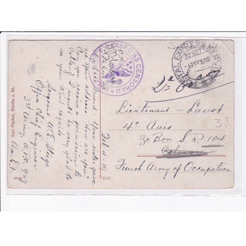 CACHET: passed as censored - très bon état