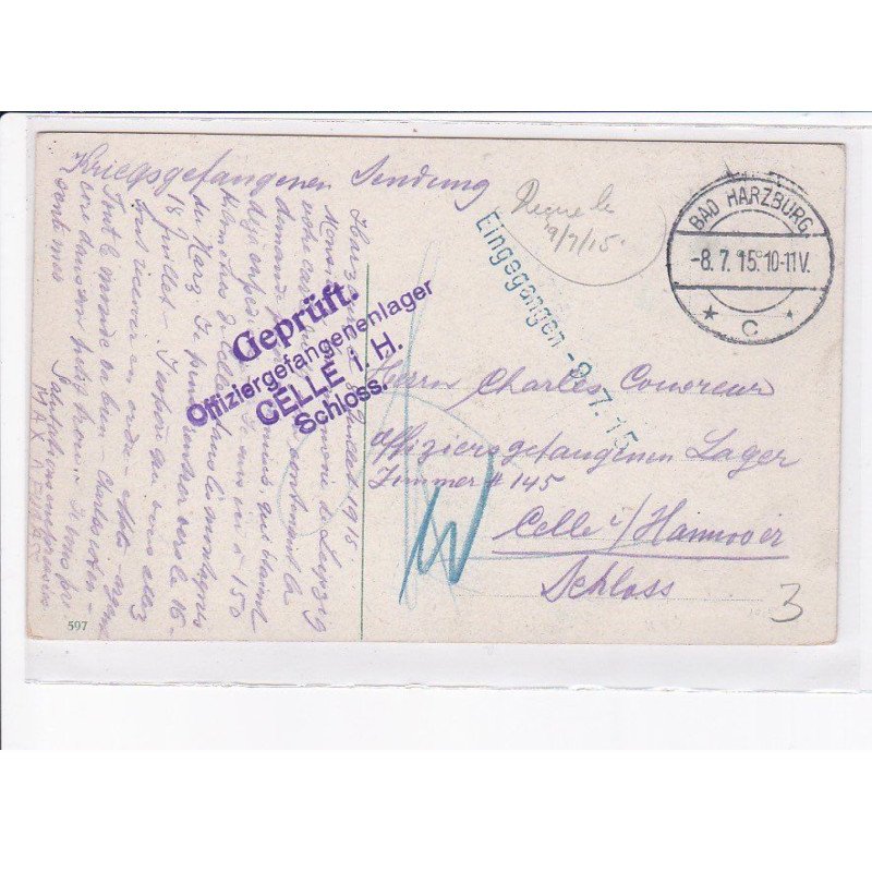 CACHET: geprüft. offiziergefangehenlager celle i. h. schloss - très bon état