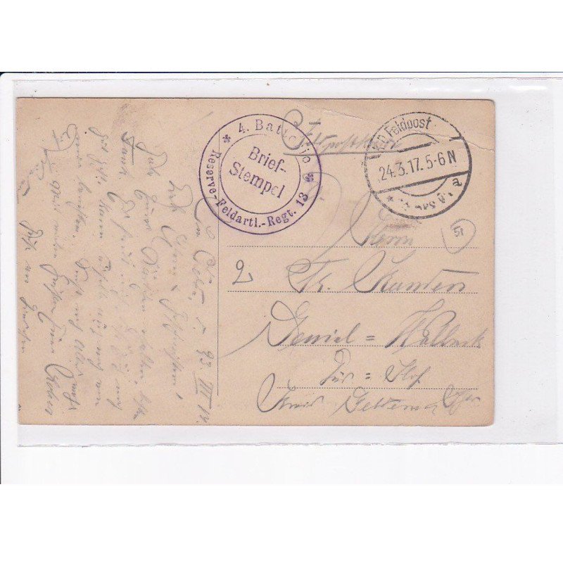 CACHET: reserve-feldartl-regt. 13, brief-stempel - très bon état