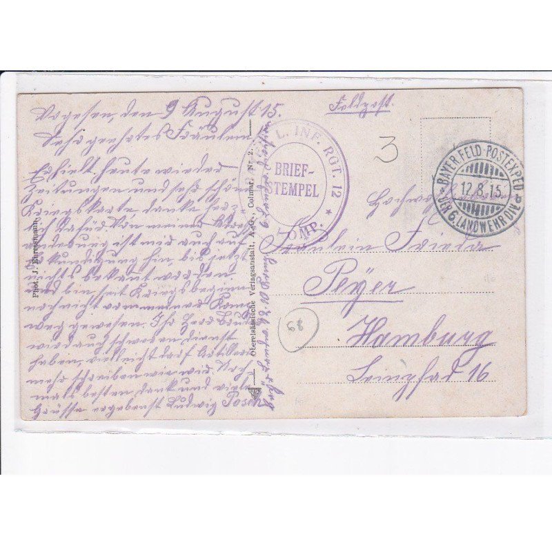 CACHET: brief-stempel, L. inf. rgt 12 - très bon état