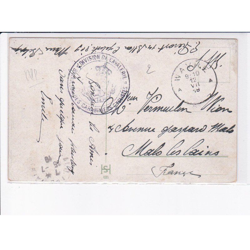 CACHET: division de cavalerie, bataillon des carabines - très bon état