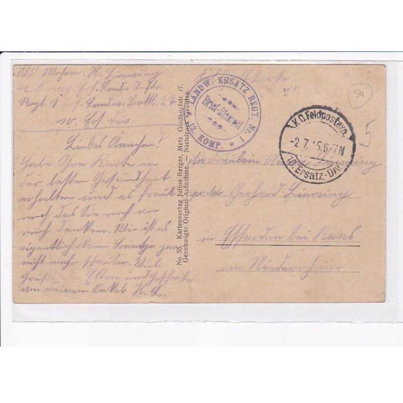 CACHET: landw ersatz regt, brief-stempl - très bon état