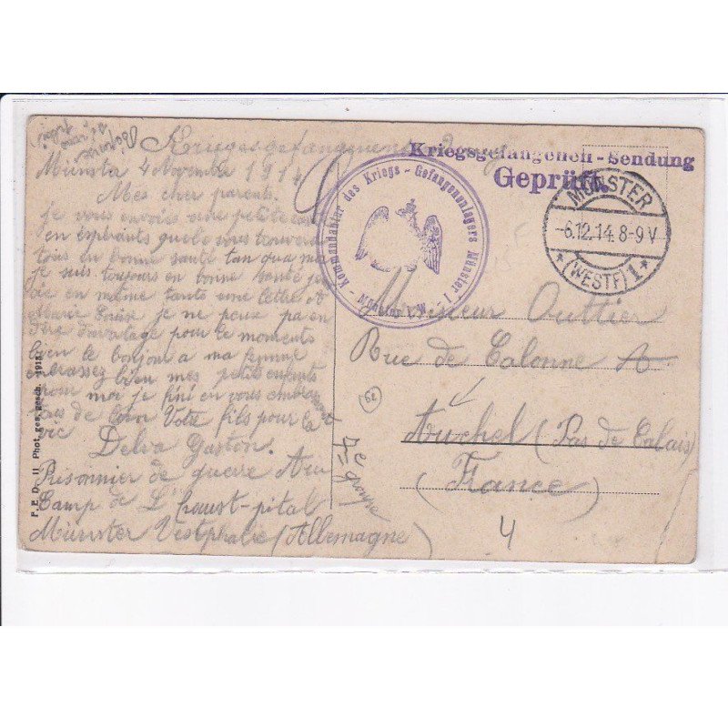 CACHET: kriegsgefangenen - sendung, geprüft, kommandanter des kriegs - très bon état