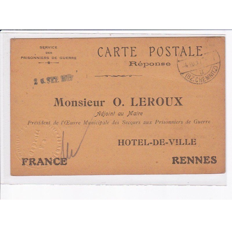 CACHET: bz. chemnitz - très bon état