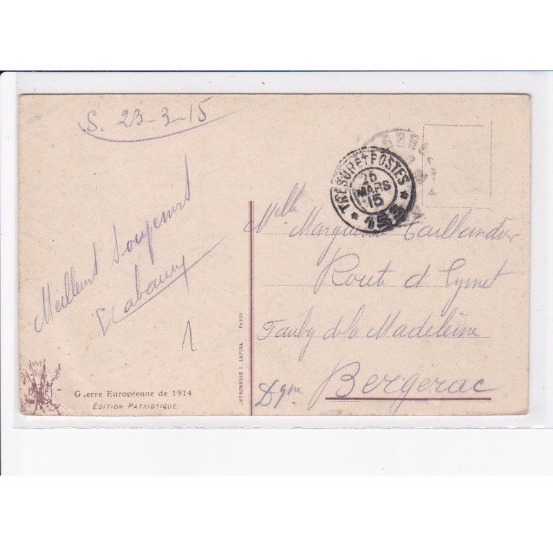 CACHET: tresor et poste 153 - très bon état