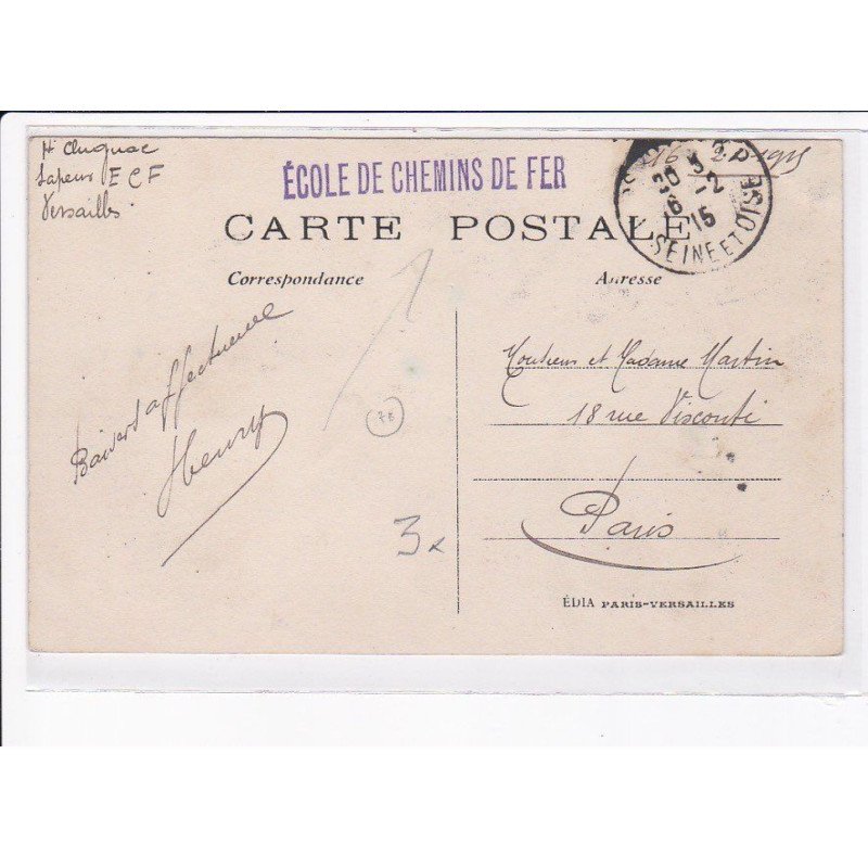 CACHET: école de chemins de fer - très bon état