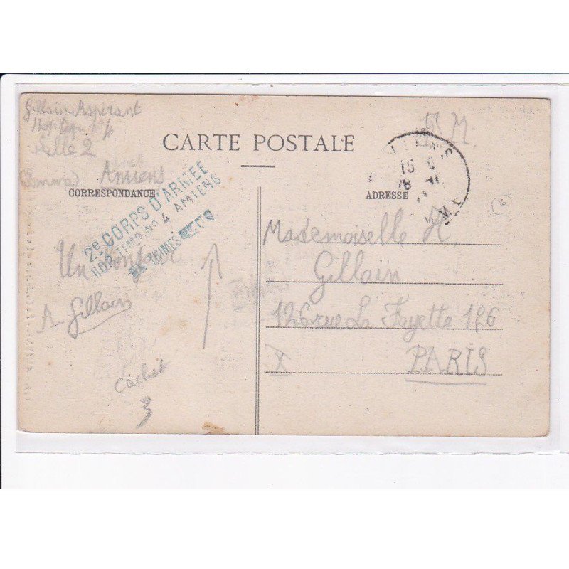 CACHET: 2e corps d'armée hôpital temporaire N°4 amiens - très bon état